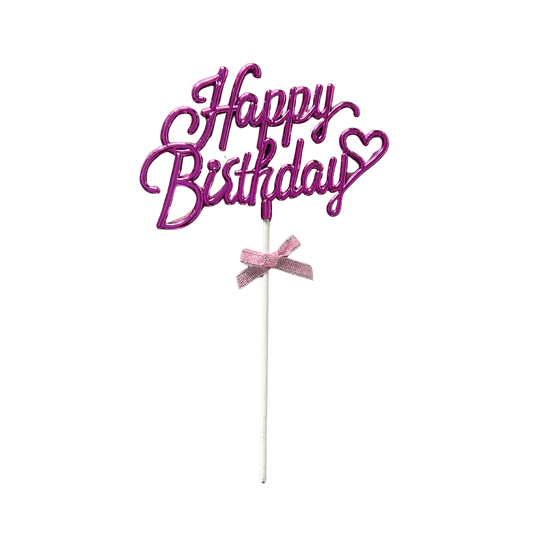 Happy Birthday Cake Topper -Hot Pink
