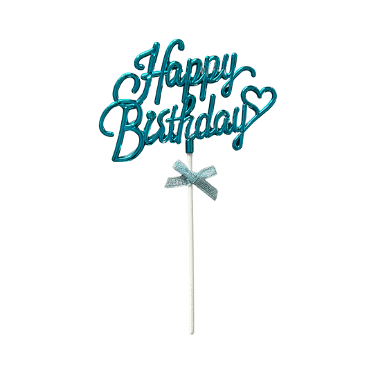 Happy Birthday Cake Topper - Bright Blue