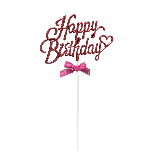 Happy Birthday Cake Topper -Metallic Pink